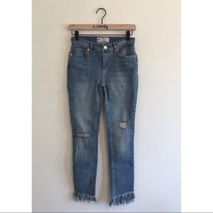 Free People Great Heights Frayed Skinny Jean Blue